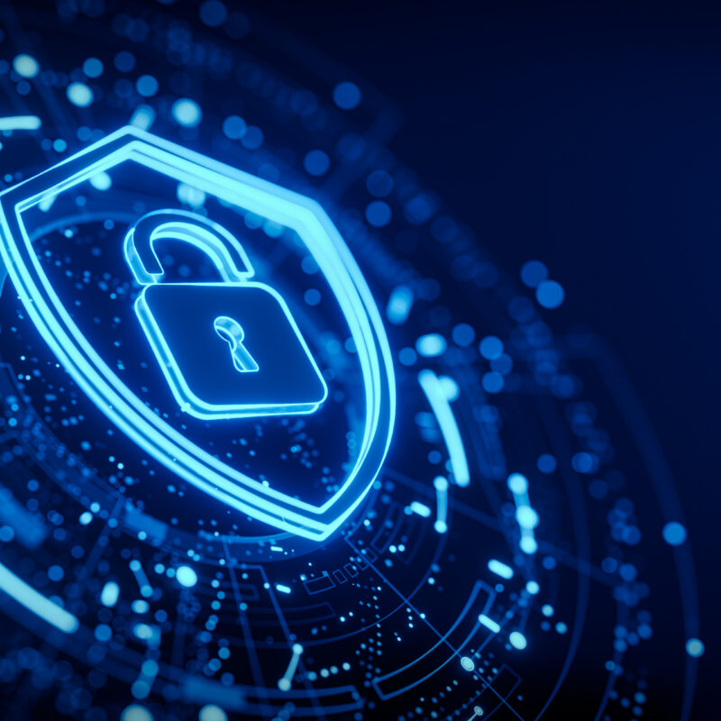 Cyber Security and Data Protection digital icon.